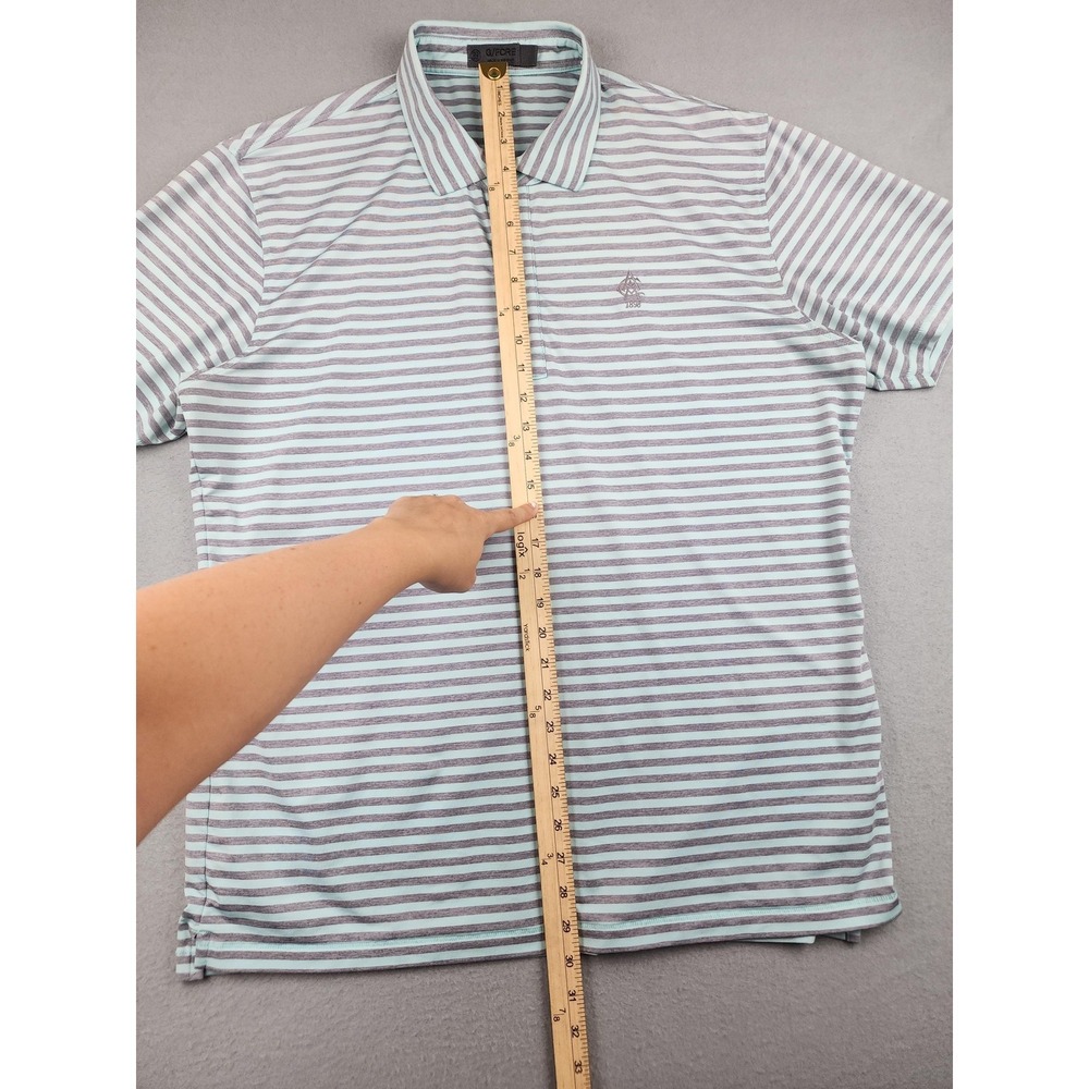 G/FORE Golf Polo Shirt Mens L Blue Striped Short Sleeve Performance Athletic - Picture 6 of 8